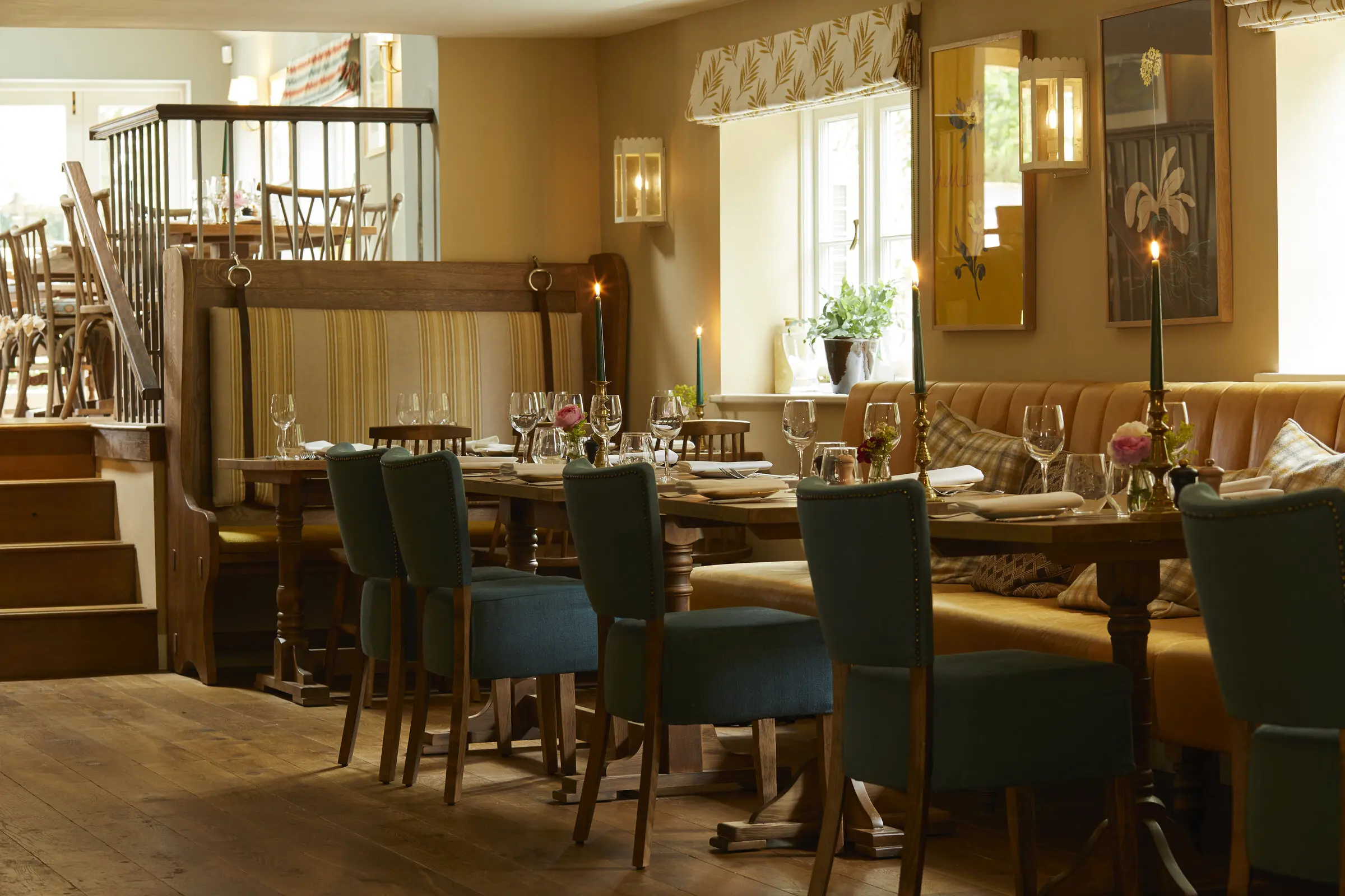 The long dining table with candles